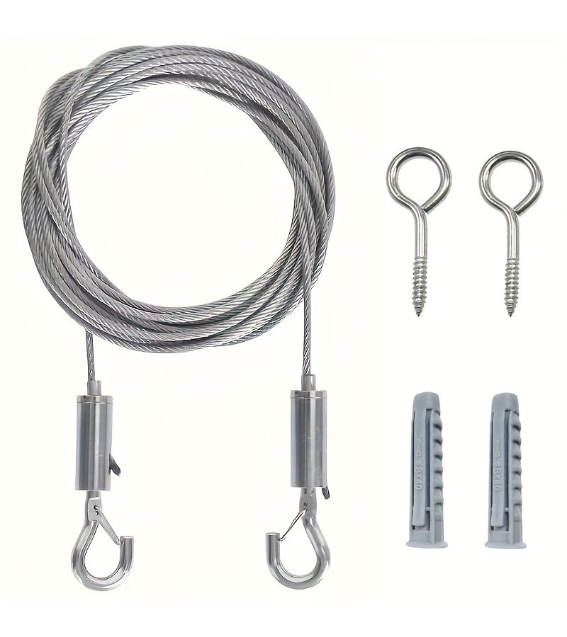 1pc 39.37 Inch Adjustable Steel Wire Rope Set Pvc Coated For Curtain Clothesline Tent Support - Image 1