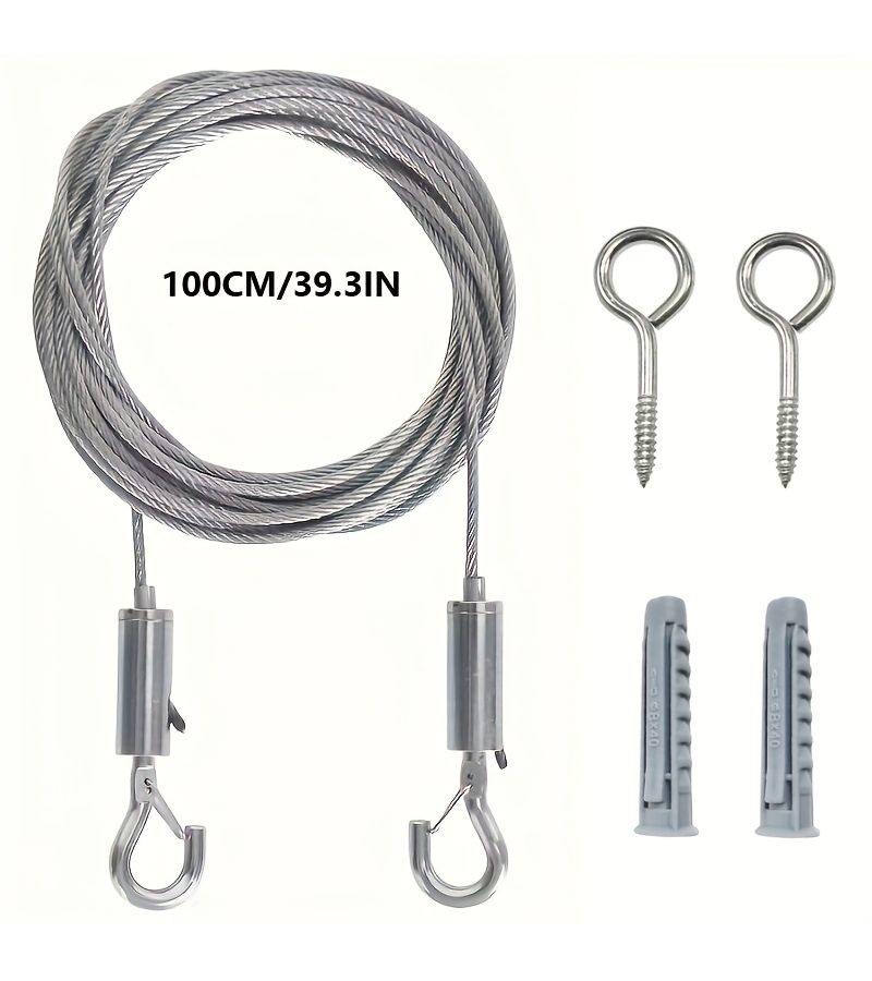1pc 39.37 Inch Adjustable Steel Wire Rope Set Pvc Coated For Curtain Clothesline Tent Support - Image 3