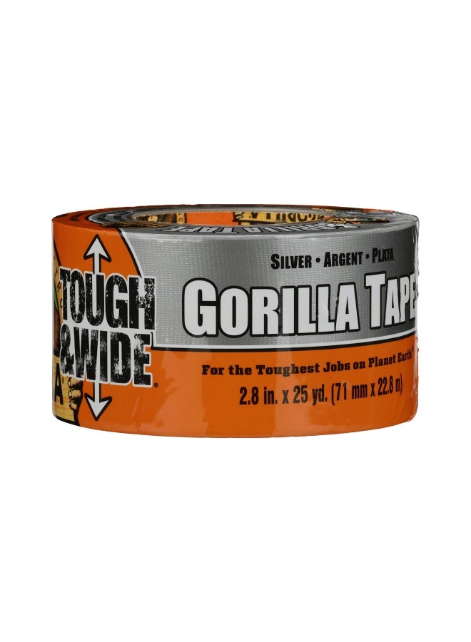 Gorilla Tape Tough & Wide, Silver Tape, 2.88" x 25 yd (Pack of 1) - Heavy Duty and Weather Resistant for Indoor or Outdoor - Image 1