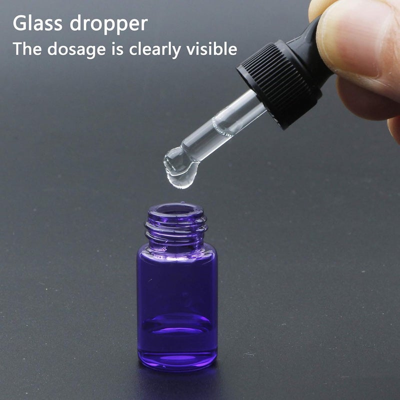 Rowiz 30 PCS 3ml Purple Glass Dropper Bottles with Pipettes Dropper&Black Screw Cap,Glass Essential Oil Bottles Eye Dropper Vials Perfume Cosmetic Liquid Aromatherapy Lotion Sample Bottles - Image 3