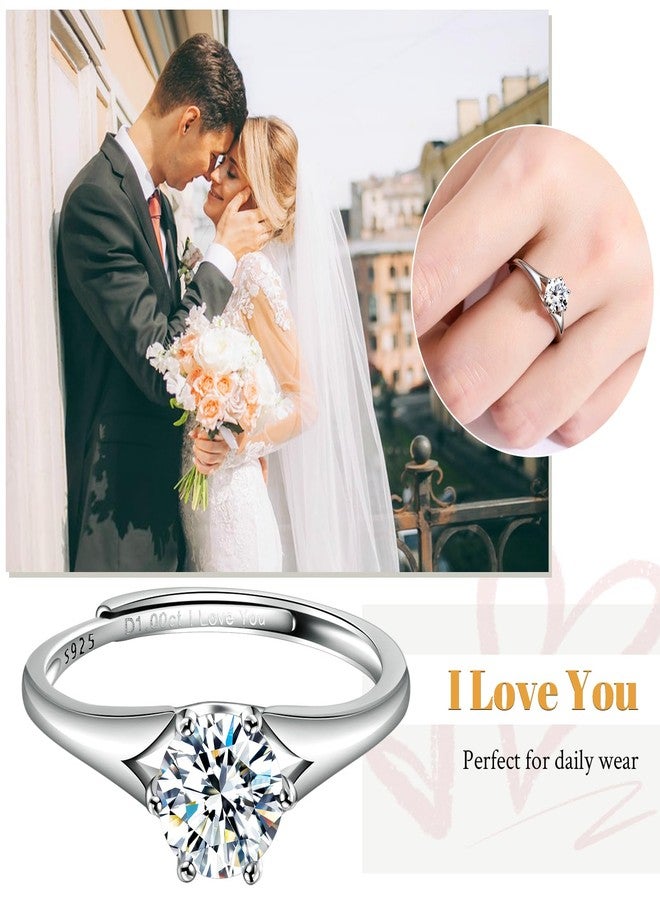 ANAZOZ Adjustable Rings for Women, Sterling Silver Rings for Women S925 Moissanite Wedding Band Stackable, 1ct D Color VVS1 Clarity - Image 4