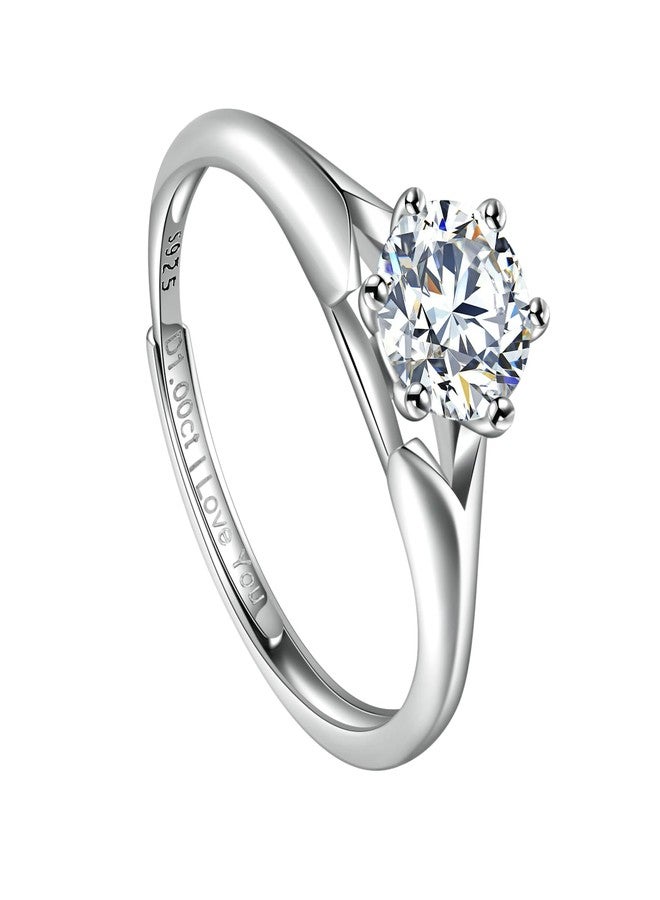 ANAZOZ Adjustable Rings for Women, Sterling Silver Rings for Women S925 Moissanite Wedding Band Stackable, 1ct D Color VVS1 Clarity - Image 1