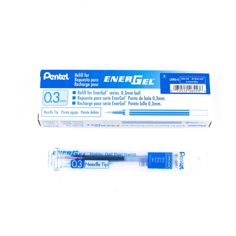 Pentel Refill Ink for EnerGel RTX Retractable Gel Pen Extra Fine Point Needle Tip,12 Count, 0.3mm, Blue (LRN3-C) - Image 4