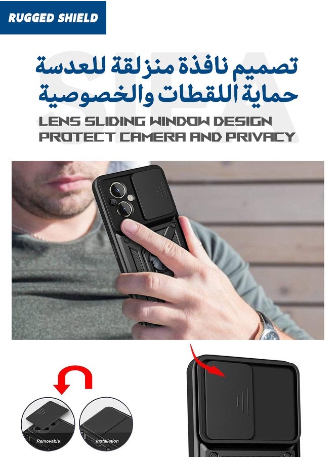 RUGGED SHIELD Realme C67 Case, Realme C67 4G Cover with Slide Camera Cover, Heavy Duty Shockproof Phone Case Cover with Ring Kickstand for Realme C67 4G, Black  - Image 5