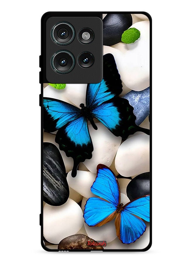 Tolwak Motorola Edge 50 Protective Case Cover Butterflies On Stones - Image 1