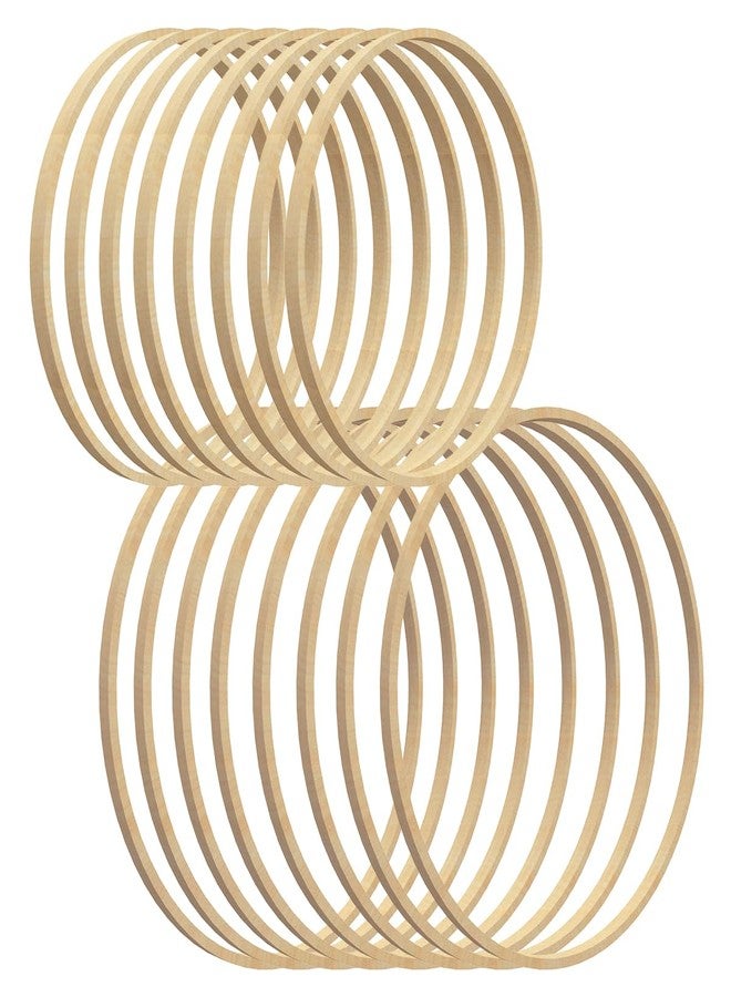 Worown 16 Pack (6” & 8”) Wooden Bamboo Floral Hoops Wreath Rings for Making Wedding Wreath Decor and Wall Hanging Crafts - Image 1