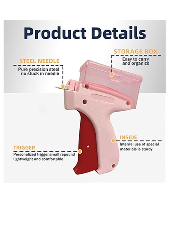 يلا جوي مجموعة مسدس وضع علامات على الملابس، مسدس غرز صغير للملابس، مسدس وضع علامات على الملابس، يأتي مع 5 إبر دقيقة، 600 مشبك أسود و600 أبيض، مسدس خياطة سريع الغرز للملابس، وردي - Image 2