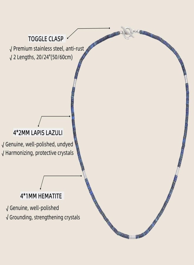 COAI OT Clasp Men's Beaded Necklace, Lapis Lazuli Necklace for Men - Image 3