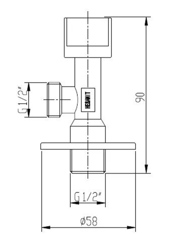 HESANIT High Quality 1/2"x1/2" Brass Angle Valve - Chrome  - Image 2