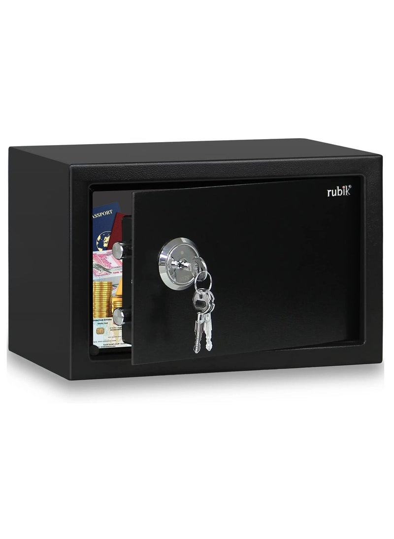 Rubik - Key Operated Safe Box for Home Office Cash Passport Jewelry Security RB20K (20x31x20cm) Black - Image 1