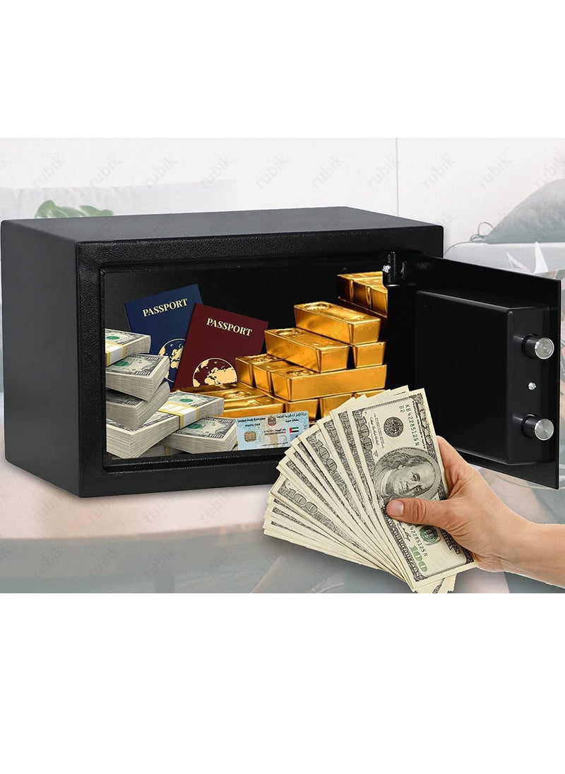 Rubik - Key Operated Safe Box for Home Office Cash Passport Jewelry Security RB20K (20x31x20cm) Black - Image 1