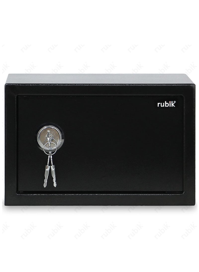 Rubik - Key Operated Safe Box for Home Office Cash Passport Jewelry Security RB20K (20x31x20cm) Black - Image 1