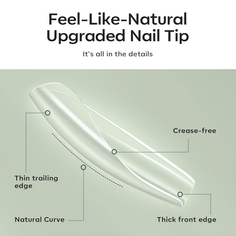 Modelones Long Coffin Nail Tips - 500Pcs Fake Nails Gel Clear Soft Acrylic Press on Pre-shape Full Cover Gel Extension Home DIY Salon Art Design 10 Sizes - Image 2