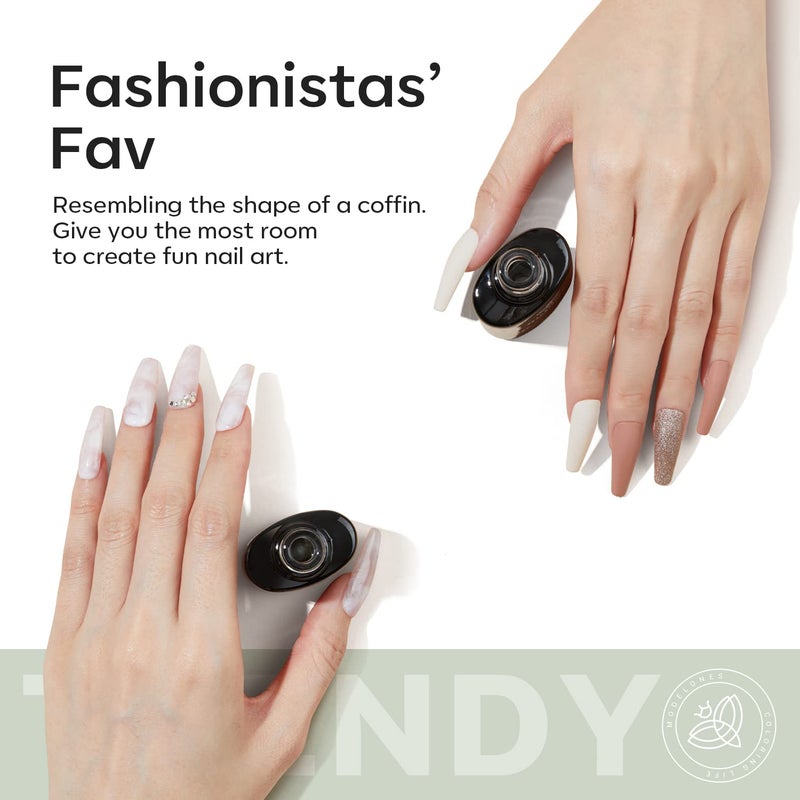 Modelones Long Coffin Nail Tips - 500Pcs Fake Nails Gel Clear Soft Acrylic Press on Pre-shape Full Cover Gel Extension Home DIY Salon Art Design 10 Sizes - Image 5