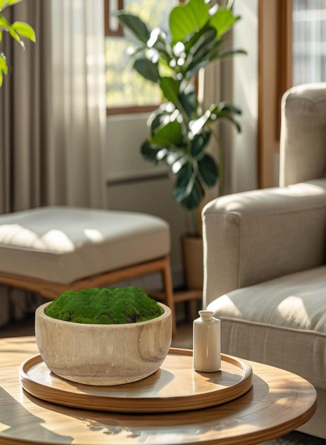 NAHARO Moss Wood Bowl,Natural Round Decorative Dough Bowl, Artificial Moss Bowl Centerpiece for Wedding Table Centerpiece, Home Decoration, Living Room, Office, No Maintenance - Image 2