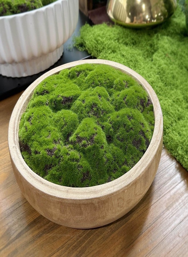 NAHARO Moss Wood Bowl,Natural Round Decorative Dough Bowl, Artificial Moss Bowl Centerpiece for Wedding Table Centerpiece, Home Decoration, Living Room, Office, No Maintenance - Image 3