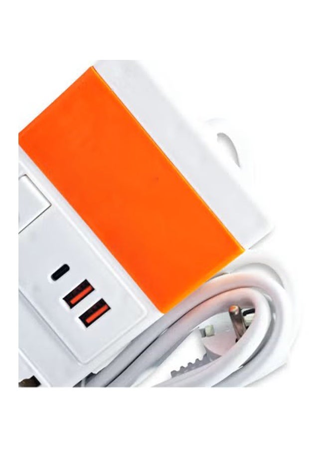 ELMAGHRABY Power Strip 6-Outlet Universal International Socket 2 USB Charger conversion socket and 1 type-c , Strong and flexible cord for powering electrical appliances , 2500W , 220V capacity , Practical design withstands daily use and powers up to 6 devices at the same time , Ideal for offices, bedrooms, meeting tables, and computers , Durable and resistant ABS plastic material , Stable, non-slip feet high quality - Image 4