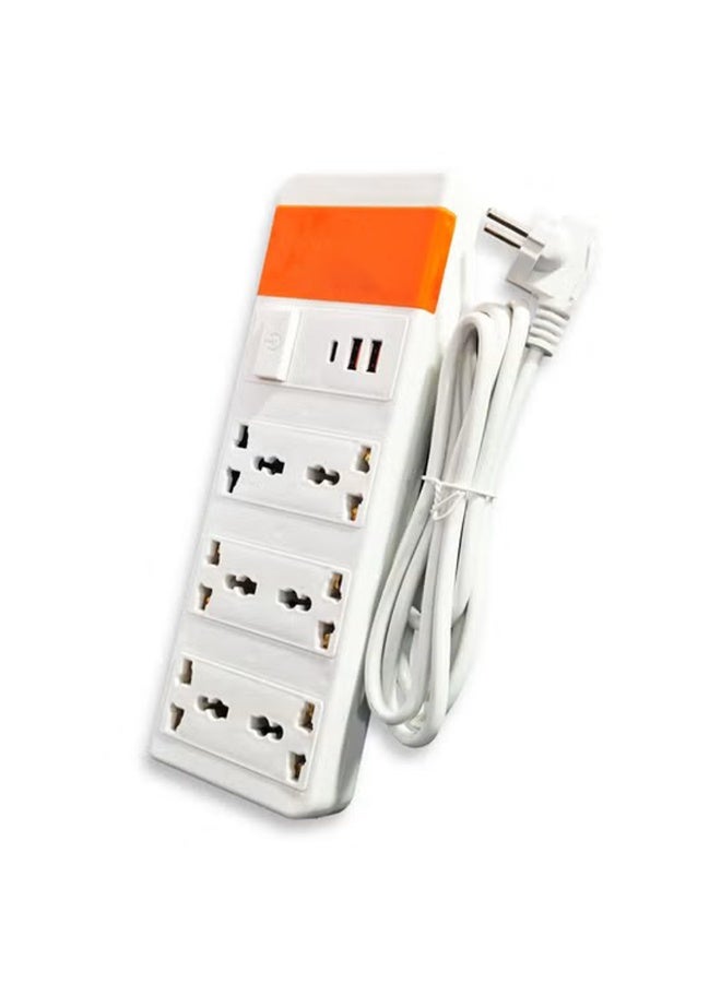 ELMAGHRABY Power Strip 6-Outlet Universal International Socket 2 USB Charger conversion socket and 1 type-c , Strong and flexible cord for powering electrical appliances , 2500W , 220V capacity , Practical design withstands daily use and powers up to 6 devices at the same time , Ideal for offices, bedrooms, meeting tables, and computers , Durable and resistant ABS plastic material , Stable, non-slip feet high quality - Image 3