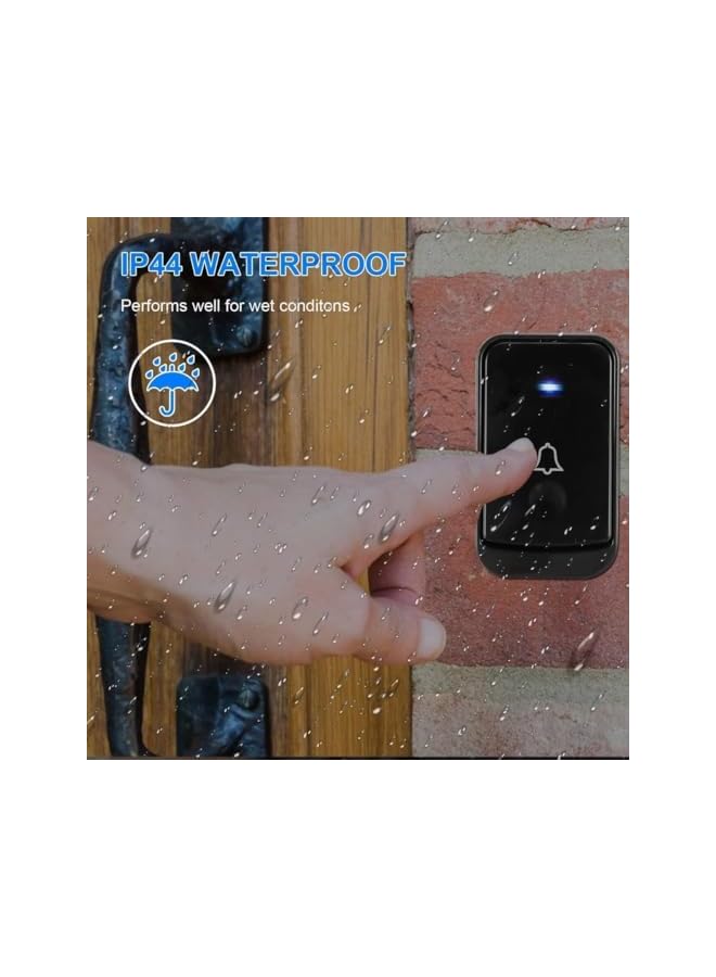 PROMASS promass Wireless Doorbell, 4 Level Volumes Ring Doorbell Wireless, Black Waterproof Door Bell Kit with 2 Plug in Receivers Kit, 1 Chime Transmitter Remote Button, 52 Chimes for Home, Office  - Image 5