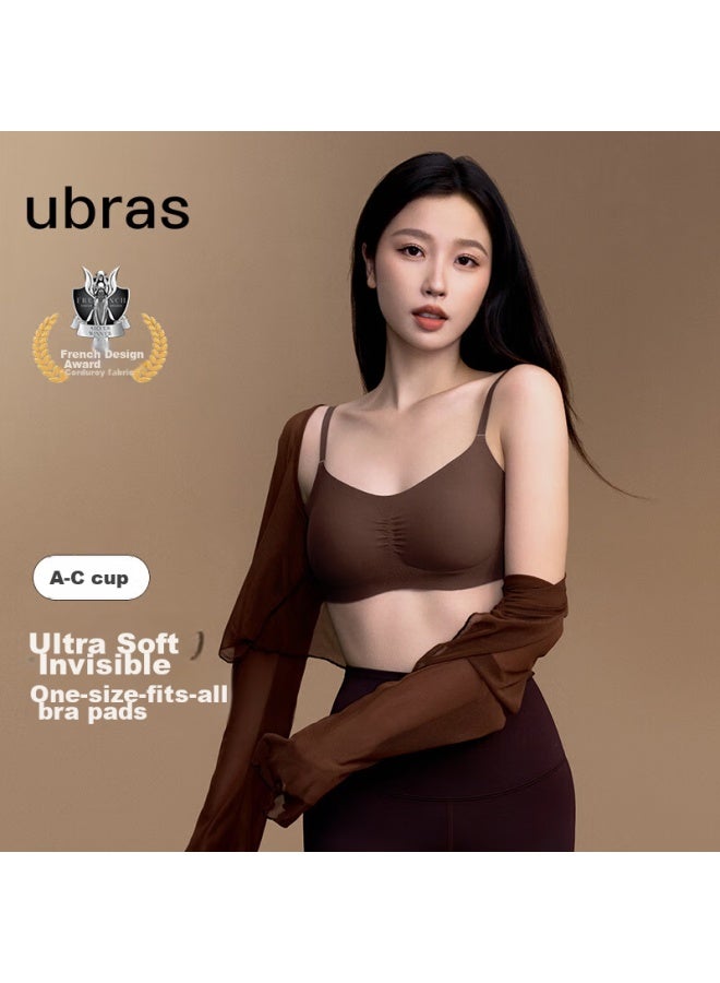 Ubras Yushuoxin نفس الطراز حمالة صدر مطوية خفيفة بدون مقاس، ملابس داخلية غير مرئية بدون لحامات، ستايل صدرية نسائية باللون الأسود - Image 1