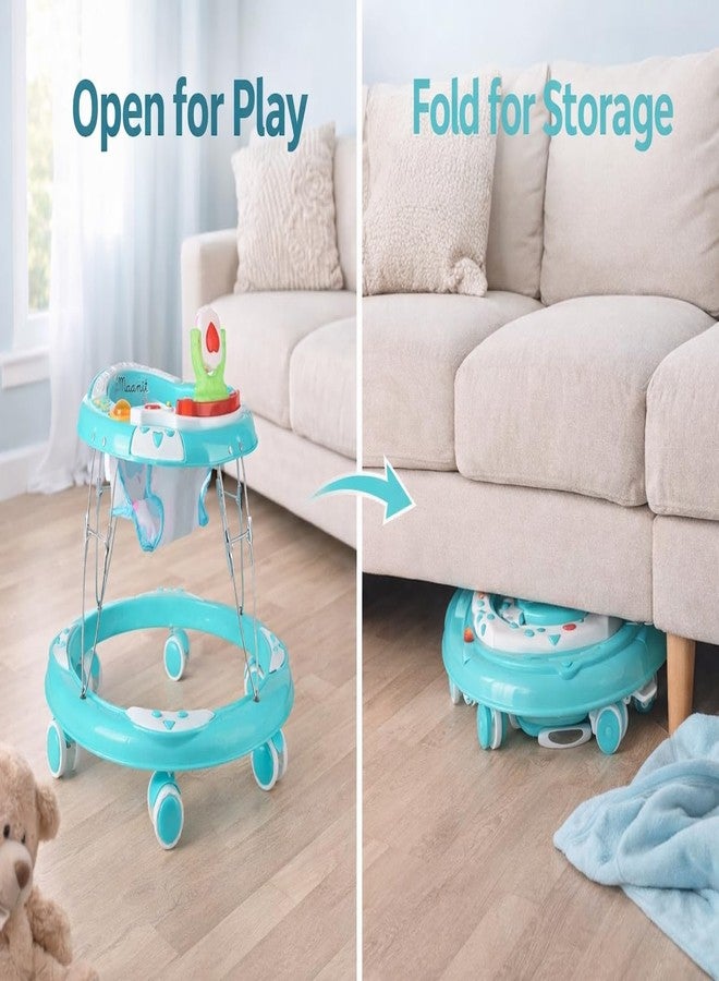 Maanit Walker with Foldable, Cushion Seat | Activity Walker for Baby with Musical Toy Bar | Walker Babyboys Girls (Sky Blue) - Image 3