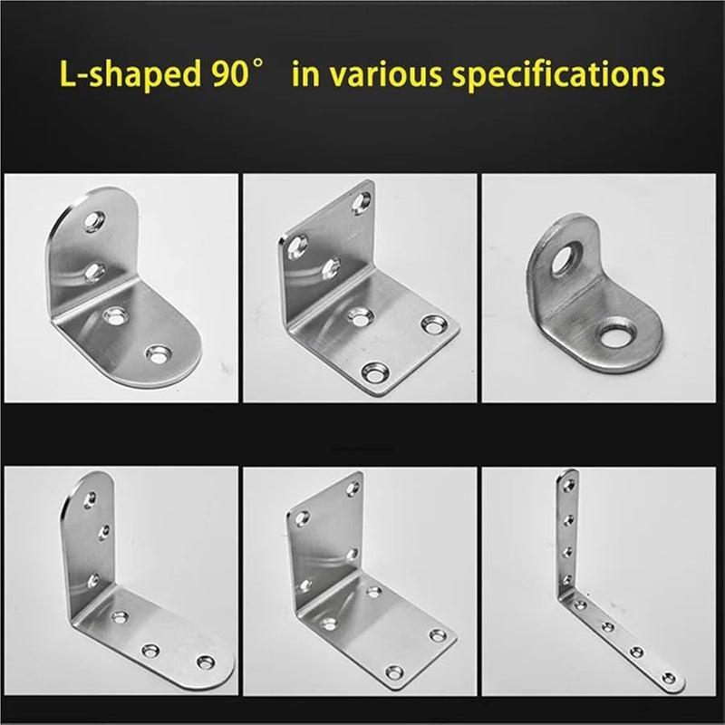 Stainless Steel L Shaped Corner Brackets 3 Piece 90 Degree Fasteners Protector No 4 39x39 - Image 5