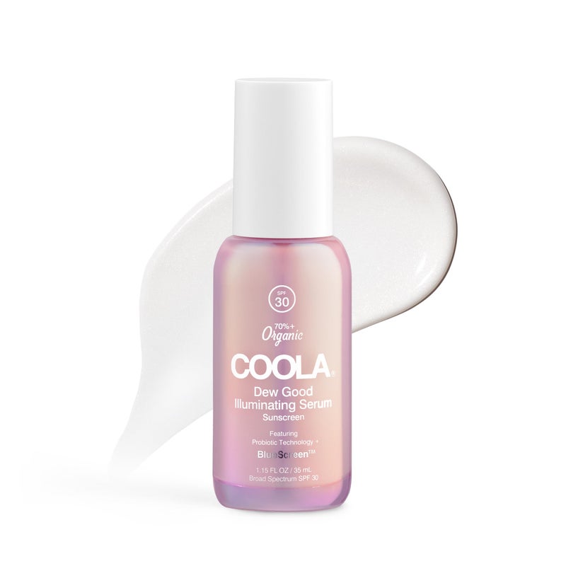 COOLA Organic Dew Good Illuminating Probiotic Serum with SPF 30, Dermatologist Tested Sunscreen with Plant-Derived BlueScreen Digital De-Stress Technology, 1.15 Fl Oz - Image 1