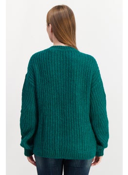 ESPRIT Women Round Neck Textured Sweater, Green  - Image 2