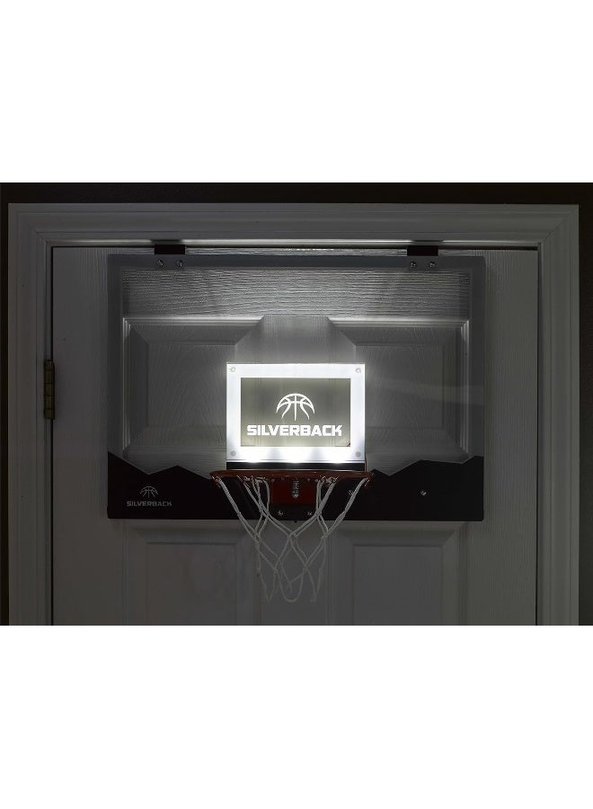 Silverback LED Light-Up Over the Door Mini Basketball Hoop - 18" - Includes Mini Basketball and Air Pump - Image 3