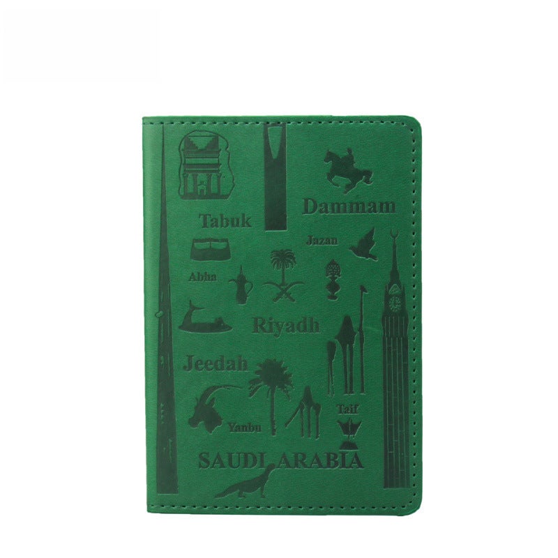 Saudi UAE Passport Cover Architectural City Tower Pattern Green