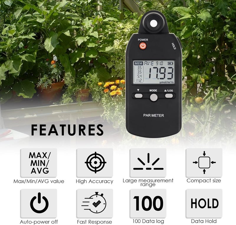 GAIN EXPRESS Quantum PAR Meter for LED Grow Light Full Spectrum PPFD Meter High Precision Quantum Sensor, Light Meter for Plants, Greenhouse and Farming Lux Meter Tester 400-700nm - Image 4