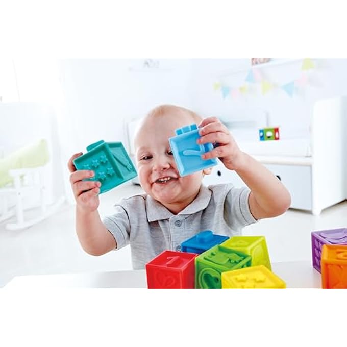 كتل ضغط لي ناعمة من السيليكون لعبة تكديس للأطفال مونتيسوري كرة حسية عضاضة استحمام للأطفال ضغط اللعب مع الأرقام والحيوانات والفواكه والقوام لعبة نشاط للأطفال من عمر 6 أشهر فما فوق، 10 قطع - Image 5