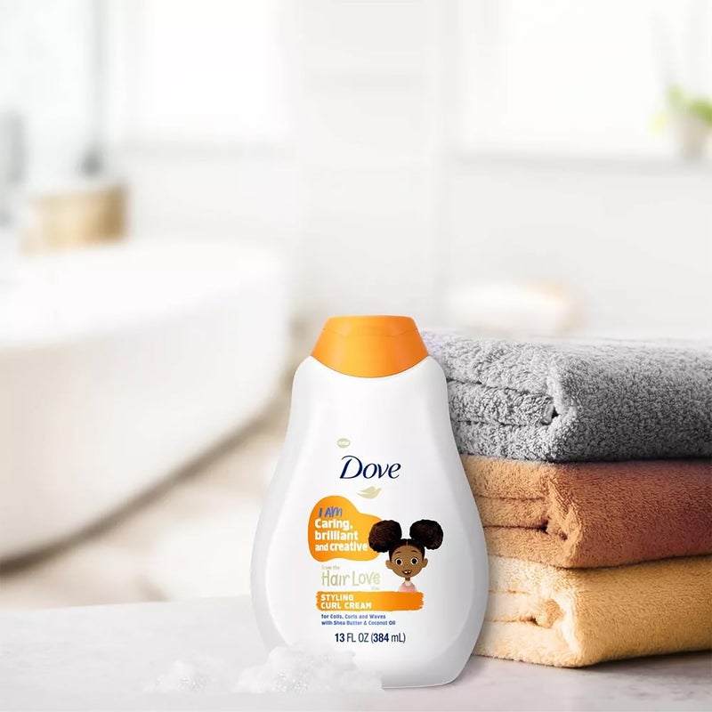 Dove Kids Moisturizing Shampoo + Styling Curl Cream Twin Pack â€“ â€œHair Loveâ€ Curly Hair Products for Kids, Coconut Cookie Scent (3 Piece Set) - Image 3