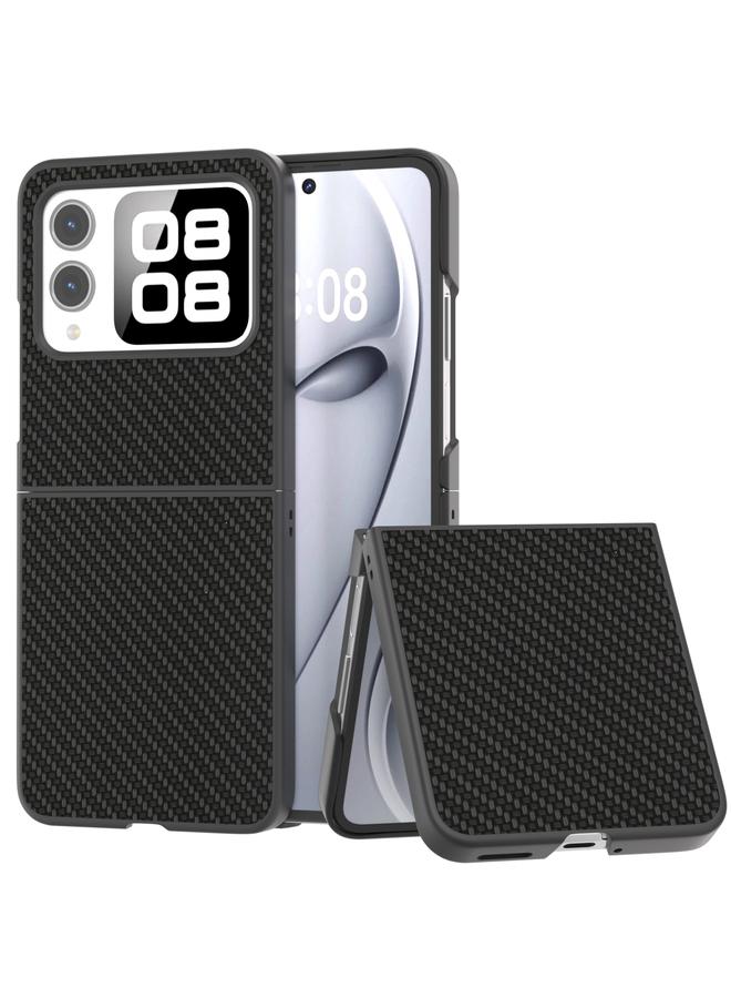 erorex For Huawei nova Flip Black Frame Carbon Fiber Texture PU Phone Case(Black)