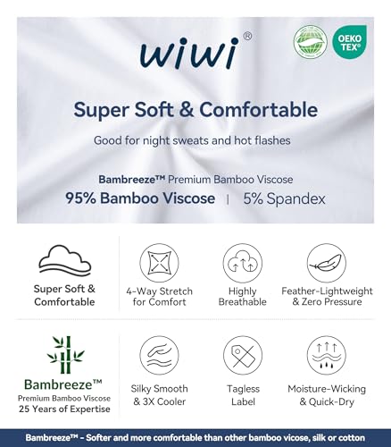 WiWi Womens Viscose from Bamboo Pajamas Set Short Sleeve Tops with Pants Pjs Notch Collar Sleepwear Button Down Pj Sets S-XXL, Pure White, X-Large - Image 5