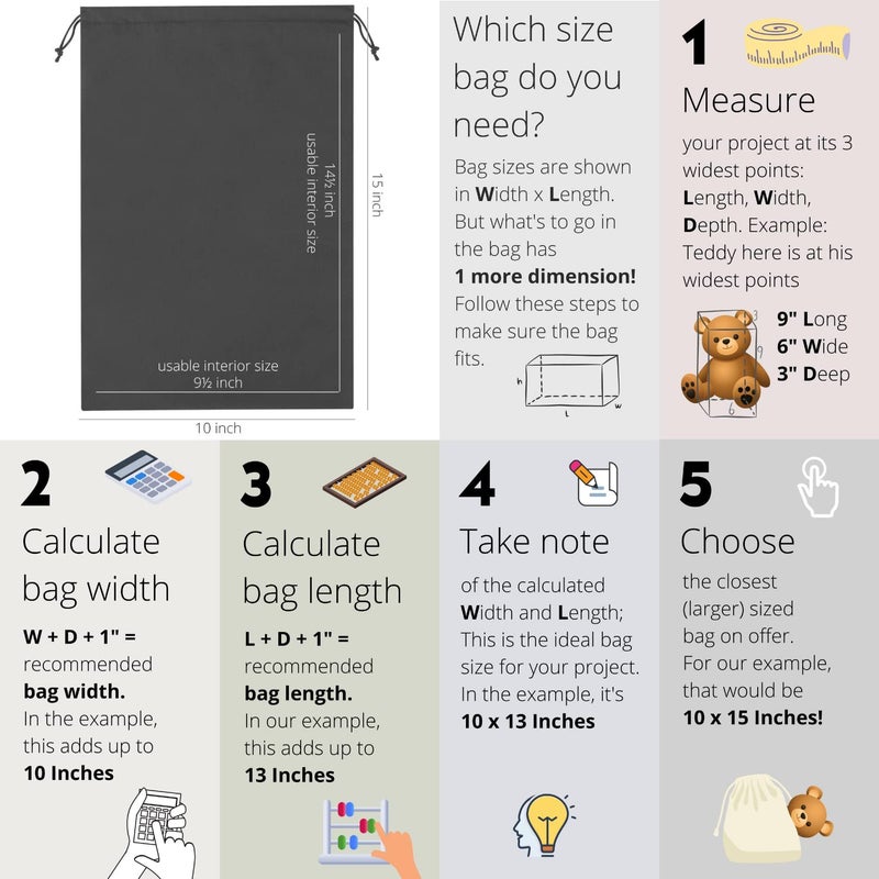 Drawstring Bags 12-Pack For Shoes, Storage, Pantry, Wardrobe or Gifts (10 x 15 inch - 12 pack) - Image 2