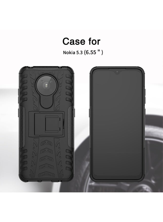 Case Cover Shock resistant  Kickstand TPU + PC Compatible with  Nokia 5.3 (Black) - Image 5