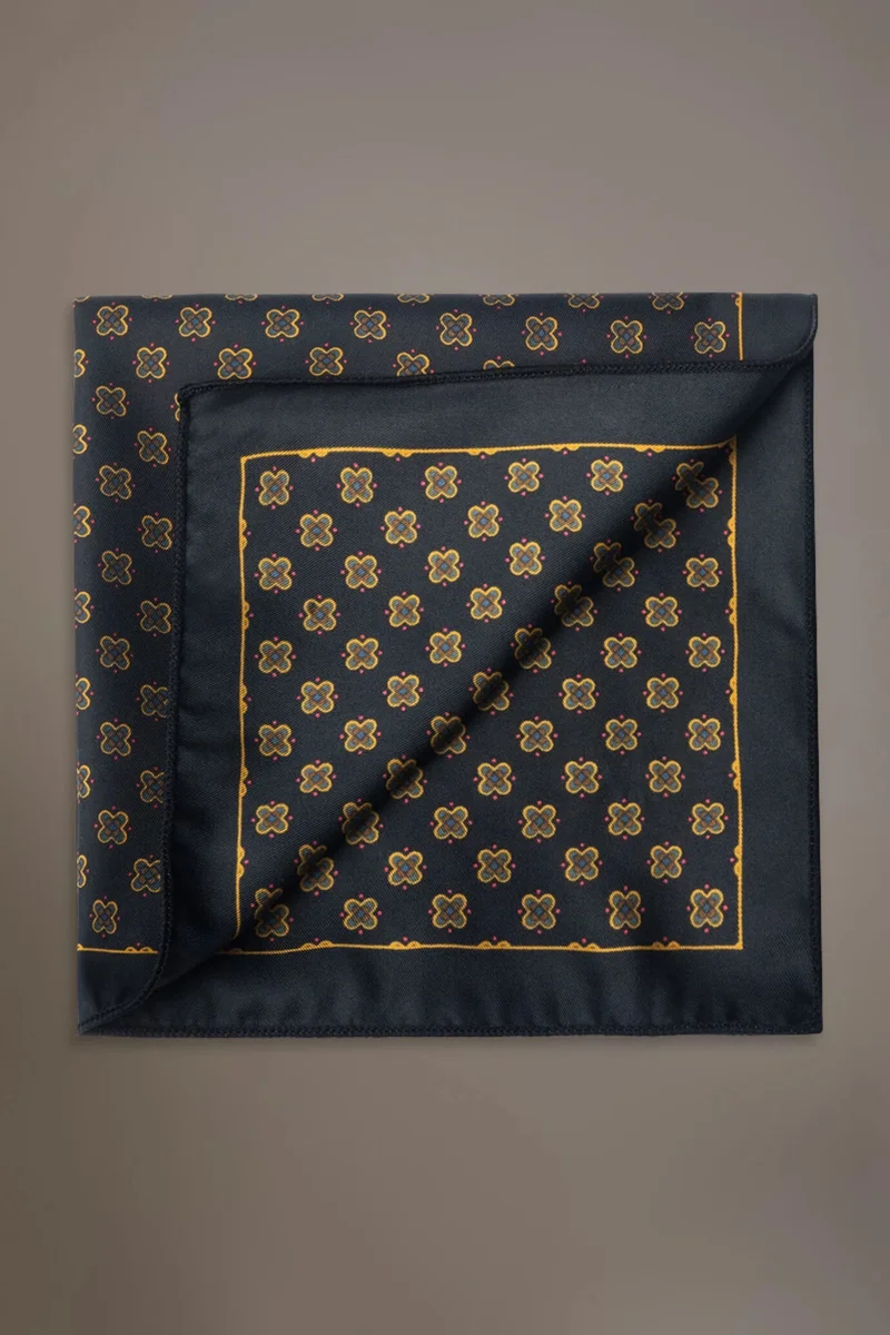 Patterned printed twill Pochette - Denim