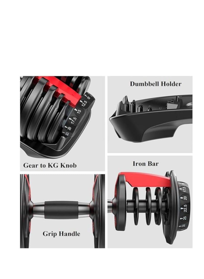 Cool Baby Style COOLBABY Adjustable Dumbbell 24kg Size Black/Red  - Image 4