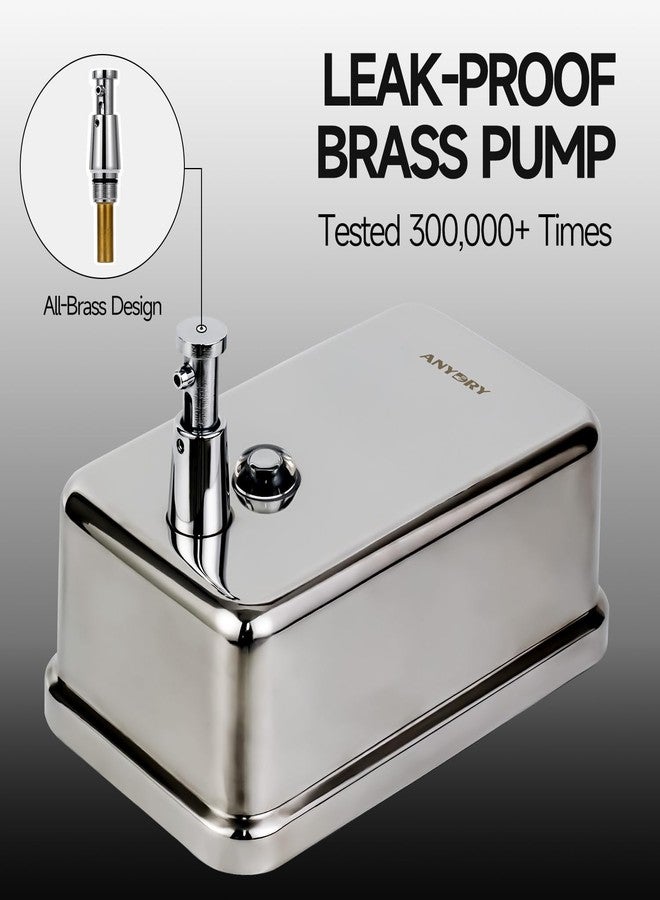 anydry Commercial Soap Dispenser Wall Mount, Polished Stianless Steel Finish Manual Liquid Soap Dispenser - 37oz (1100ml) Model AD1003 - Image 3