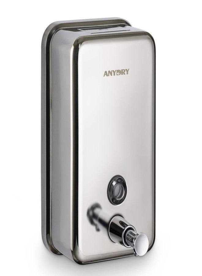 anydry Commercial Soap Dispenser Wall Mount, Polished Stianless Steel Finish Manual Liquid Soap Dispenser - 37oz (1100ml) Model AD1003 - Image 1