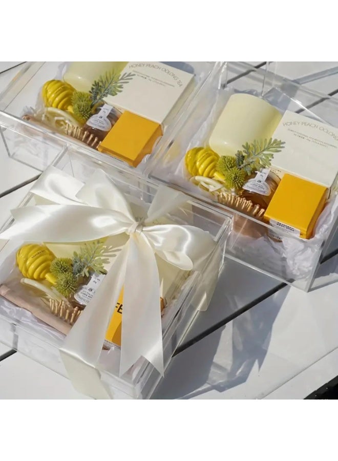 ARS Acrylic Gift Box, Transparent Square Storage Container, Art Craft Organizer, Wedding Candy Box, Festive Packaging, Desktop Display, Durable Material, 20 x 20 x 10 CM - Image 2