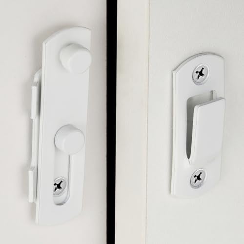 INIRET 8 Packs Barn Door Latches， White Stainless Steel barn gate flip Door Latch Bi-fold Door Lock,Sliding Door Antique Lock Gate Latches Wine Cabinet Closet Door Latches(Small White) - Image 4
