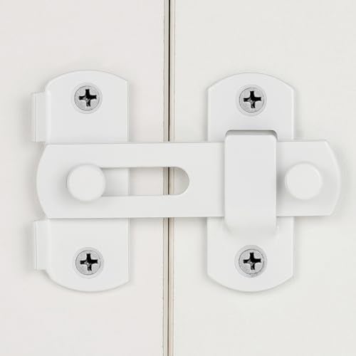 INIRET 8 Packs Barn Door Latches， White Stainless Steel barn gate flip Door Latch Bi-fold Door Lock,Sliding Door Antique Lock Gate Latches Wine Cabinet Closet Door Latches(Small White) - Image 3
