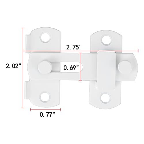 INIRET 8 Packs Barn Door Latches， White Stainless Steel barn gate flip Door Latch Bi-fold Door Lock,Sliding Door Antique Lock Gate Latches Wine Cabinet Closet Door Latches(Small White) - Image 2