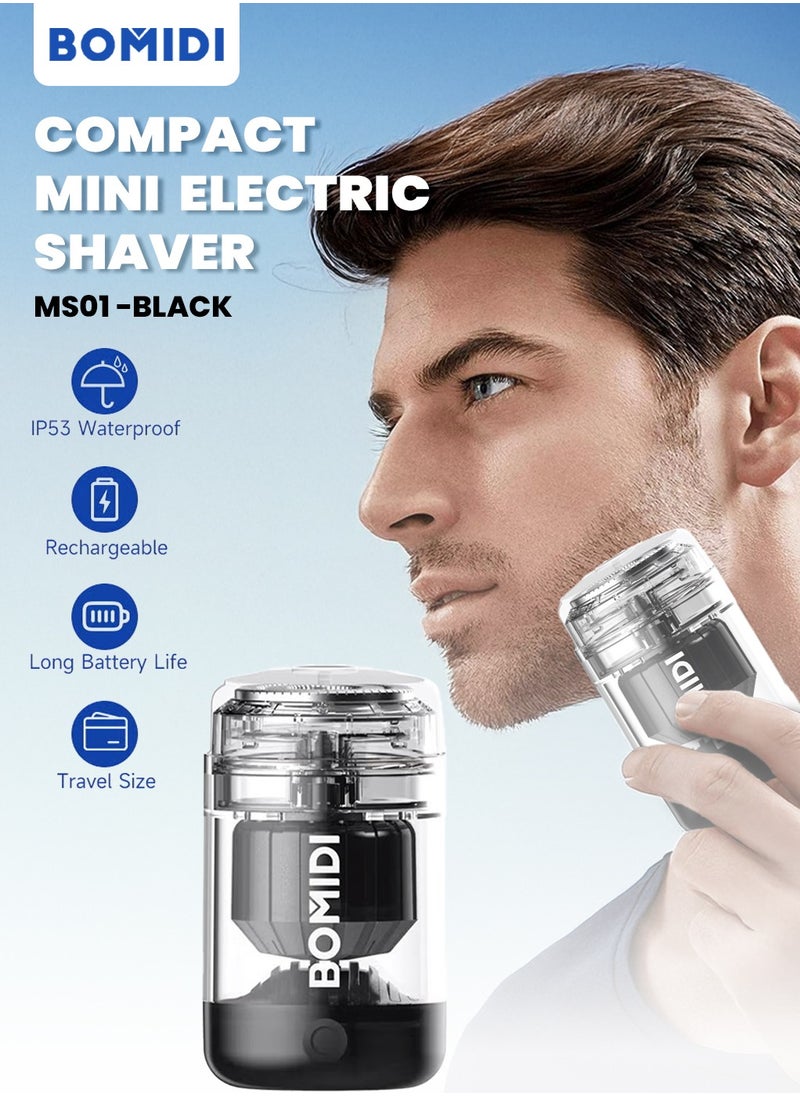 BOMIDI BOMIDI MS01 Mini Electric Shaver Compact, Travel Size Design,USB Type-Rechargeable,Long Battery Life, Waterproof - Black  - Image 1