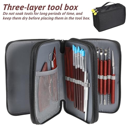 Exclaith 42 Pcs Pottery Tools Pottery Sculpting Tool, Potterys Kit, Clay Sculpting Tools, Ceramics Tool Set with Carrying Case Bag and Apron, for Potterys Wheel, DIY Arts and Crafts - Image 5