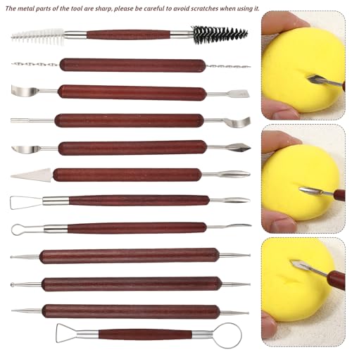 Exclaith 42 Pcs Pottery Tools Pottery Sculpting Tool, Potterys Kit, Clay Sculpting Tools, Ceramics Tool Set with Carrying Case Bag and Apron, for Potterys Wheel, DIY Arts and Crafts - Image 3