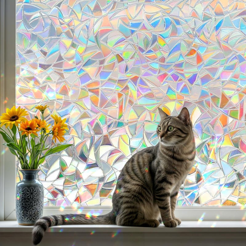 DUOFIRE Rainbow Window Clings for Glass Stained Glass Window Film Decorative 3D Decals Windows Cover Suncatcher Static Cling Sticker Windows for Home118 x 47 inch - Image 2