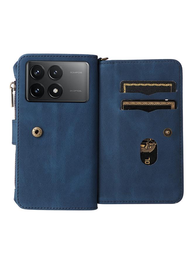 erorex Case For Xiaomi Poco F6 Pro Skin Feel Multi Card Slots Zipper Wallet Leather Phone Case - Image 3